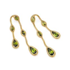 Green Tourmaline Fluid Doubled Earrings