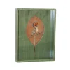 Green Vide Poche with Embroidered Leaf Bird