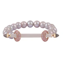 Grey Pearl & Frosted Quartz Chakra Bracelet