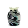 Grey Vase with Black/Teal Swirls