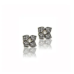 Hail Storm Piccolo Fiore Studs in Black Rhodium