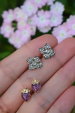 Hail Storm Piccolo Fiore Studs in Black Rhodium