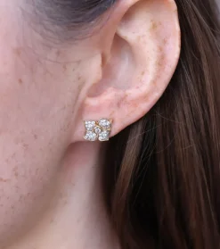Hail Storm Piccolo Fiore Studs in White Rhodium