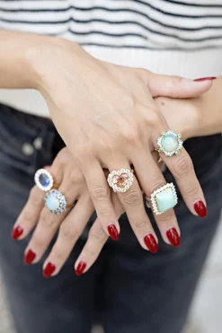 Heart Peach Tourmaline & Diamond Heirloom Bezel Ring