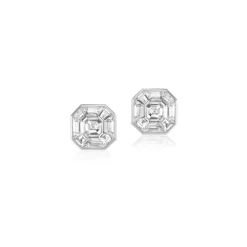 Illusion Asscher Cut Diamond Studs