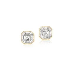 Illusion Asscher Cut Diamond Studs