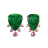 Jade-albite & Pink Tourmaline Hourglass Earrings
