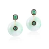 Jade, Emerald & Black Enamel Earrings