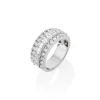 18k White Gold Round & Emerald Cut Diamond Half Eternity Band