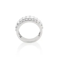 18k White Gold Round & Emerald Cut Diamond Half Eternity Band