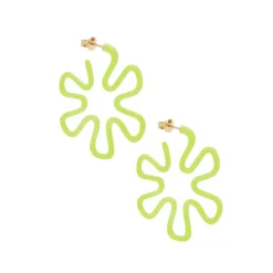 Lime Green Flower Petal Hoops