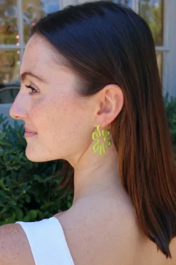 Lime Green Flower Petal Hoops