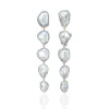 Long Keshi Pearl Earrings with Diamonds