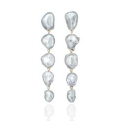 Long Keshi Pearl Earrings with Diamonds