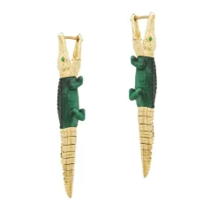 Malachite Alligator Bite Earring & Pendant