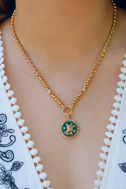 Malachite Lucky Pup Charm