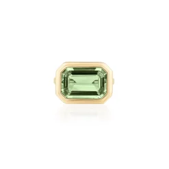 Manhattan' Prasiolite Emerald Cut Bezel Set Ring