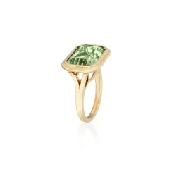 Manhattan' Prasiolite Emerald Cut Bezel Set Ring