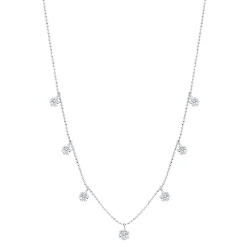 Medium Floating Diamond Necklace- White Gold