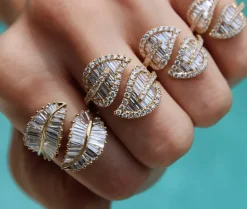 Medium Leaf Diamond Ring