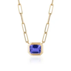 Medium Tanzanite Emerald Cut Pendant