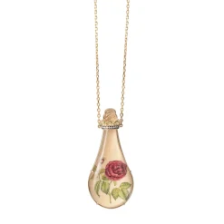 Miniature Rose Painting in a Bottle Necklace