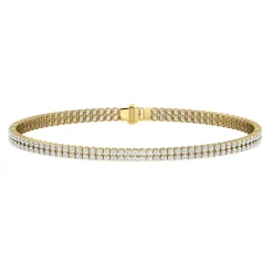 Mini Double Yellow Gold & Diamond Invisible Tennis Bracelet