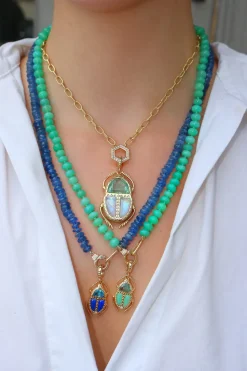 Mini Green Amethyst & Chrysoprase Scarab Pendant