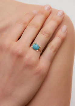 Mini Turquoise Crab and Coquillage Ring