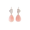 Mosaic Diamond Heart & Pink Opal Drop Earrings