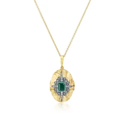 Oval Emerald Starburst Locket