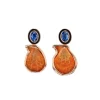 Palm Beach Orange Clam Shell & Kyanite Earrings
