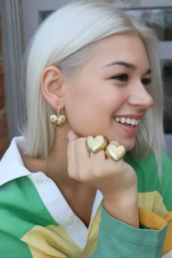 Paulette Puff Heart Earrings with Stars