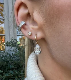 Pear Diamond Bezel Drop Earrings