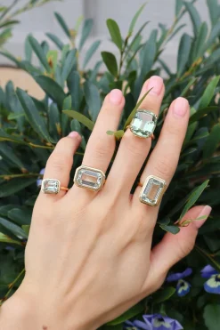 Petite Prasiolite Emerald Cut Ring