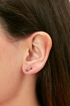 Pink Sapphire and Ruby Mini Loop Earring