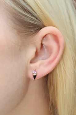 Pink Topaz and Black Onyx Pietra Studs