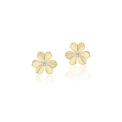 Pleated Diamond Flower Studs