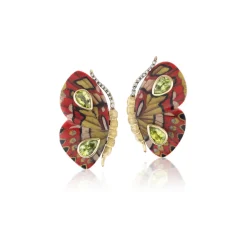 Red & Yellow Marquetry Butterfly Earrings
