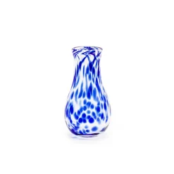 Royal Blue and Transparent Spotted Bud Vase