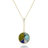 Signature Peace Sign Pendant- Green Opal, Turquoise, White Quartz & Lapis