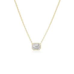 Small Illusion Emerald Cut Diamond Pendant
