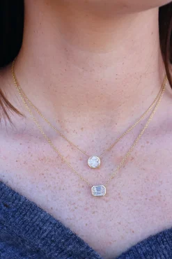 Small Illusion Emerald Cut Diamond Pendant