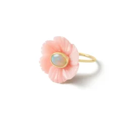 Small Island Pink Opal & Ethiopian Opal Flower Ring