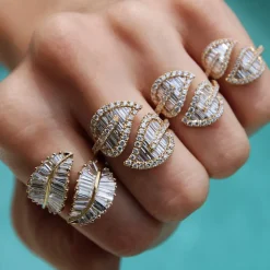 Small Leaf Diamond Ring