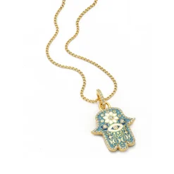 Small Sky Blue Hamsa Pendant