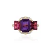 3 Stone Emerald Cut Amethyst & Garnet Ring