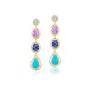 4 Stone Victorian Drop Earrings