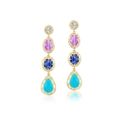 4 Stone Victorian Drop Earrings
