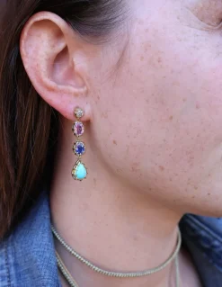 4 Stone Victorian Drop Earrings